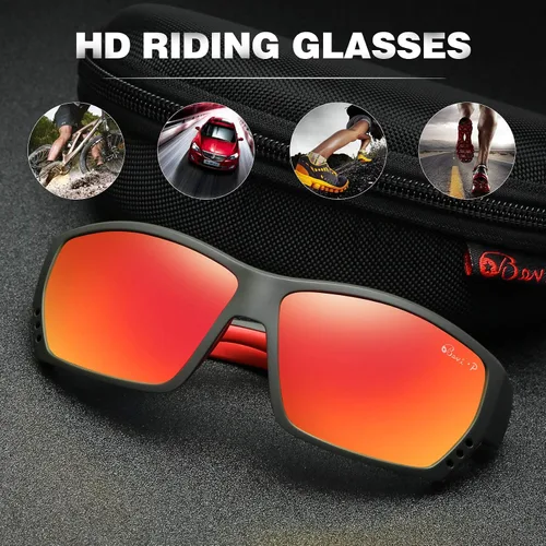 Vista 6 de Bevi Gafas de sol deportivas polarizadas ultraligeras TR90, lentes de montura flexibles y duraderas para hombres y mujeres