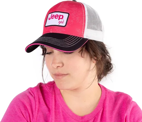 Vista 4 de Jeep Sombrero de camionero para niña, estructura personalizada, 6 paneles, rosa, RosadoBlancoNegro