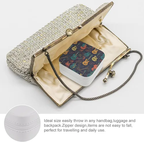 Vista 3 de Guitarra Pattern Travel Jewelry Cases PU Leather Small Portable Jewellry Organizer Box Portable Square Jewelry Storage Box for Women Festival