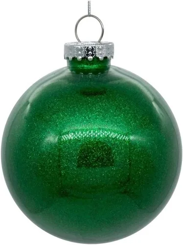 Vista 50 de Vickerman Adorno navideño de bola transparente de 3 pulgadas con interior de purpurina dorada antigua. Oro envejecido