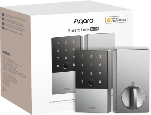 Vista 8 de Aqara Smart Lock U100, cerradura de puerta de entrada sin llave con llave Apple Home, teclado de pantalla táctil, cerrojo electrónico Bluetooth, Gris
