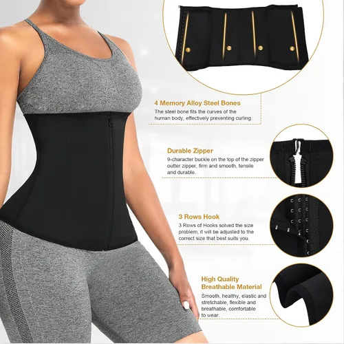 Vista 4 de FeelinGirl Entrenador de cintura de látex para mujer, faja transpirable, faja moldeadora de cintura para entrenamiento, reloj de arena