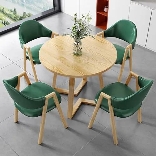 Vista 15 de YVYKFZD Office Reception Room Club Table and Chair Set, Simple Kitchen Dining Table Set for 4, Round Conference Table with Metal Legs, Small