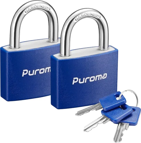 Vista 7 de Puroma Candado con llave, 1 paquete de cerraduras de aluminio con 2 llaves iguales, cerradura de casillero de 7/8 pulgadas, candados pequeños