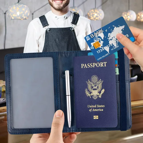 Vista 2 de ACdream - Tarjetero combinado para colocar pasaporte y tarjeta de vacunación funda protectora con ranura para tarjeta de vacunación del CDC