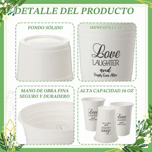 Vista 3 de Nuenen 100 vasos de plástico desechables de 16 onzas a granel, taza de recepción de boda transparente para despedida de soltera, aniversario