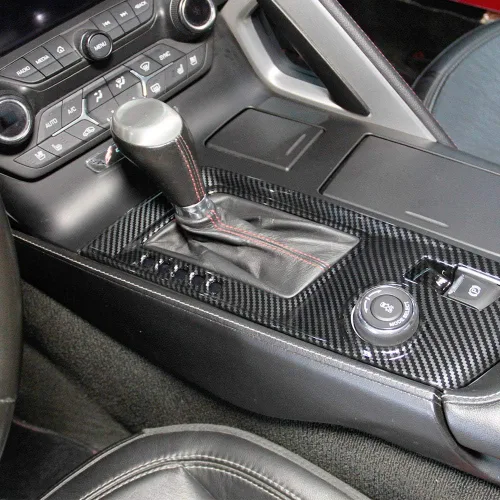 Vista 7 de Cubierta Protectora de Moldura de Panel de Engranajes de Control con Aspecto de Fibra de Carbono para 2014 2015 2016 2017 2018 Chevrolet Corvette C7