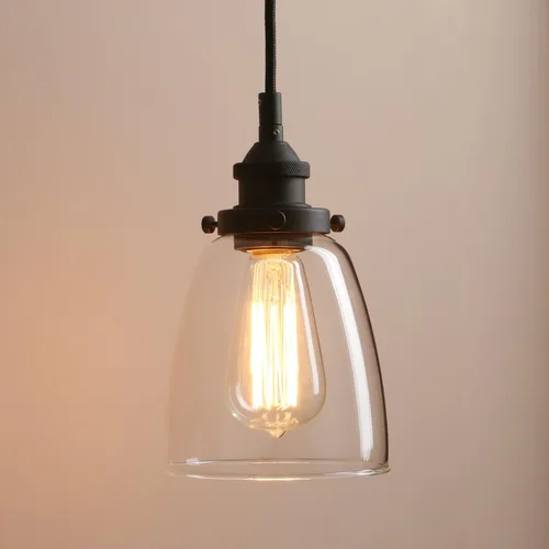 Vista 7 de Lámpara Pathson de techo, con forma de óvalo, estilo rústico retro, diámetro de 5.6”, con tapa de base de metal y cordón de tela ajustable, diseño