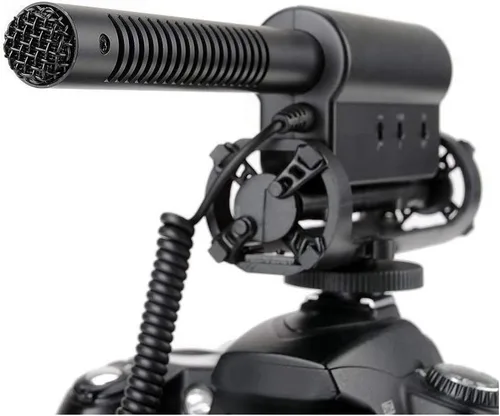 Vista 2 de Micrófono avanzado súper cardioide compatible con Sony FDR-AX53 (estéreo/escopeta) con manguito de viento de gato muerto