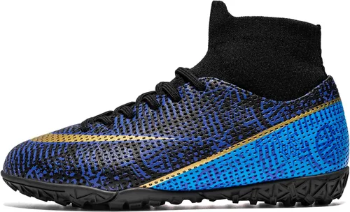 Vista 3 de oTzTTzTo Zapatos de fútbol de césped para niños y niñas, zapatos de fútbol sin cordones