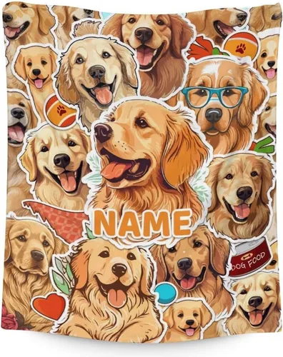 Vista 8 de Golden Retriever - Manta de regalo – 40 x 30 pulgadas, bonita manta para niños y niñas, manta negra suave y mullida para regazo y silla