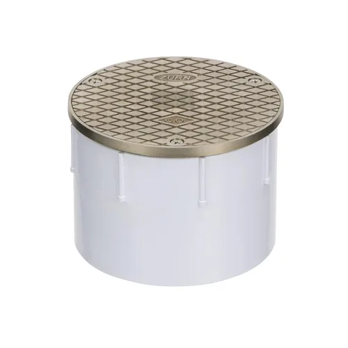 Vista 5 de Zurn CO2450-PV4 Drenaje de piso ajustable con limpieza, parte superior de níquel, PVC de 4", latón