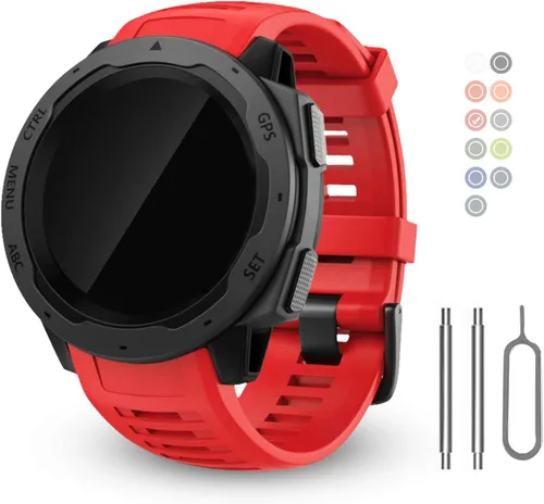 Vista 9 de Correas de Repuesto para Relojes Garmin Instinct, Correa de Silicona Suave Compatible con Garmin Instinct 2/Solar/Tactical Verde militar