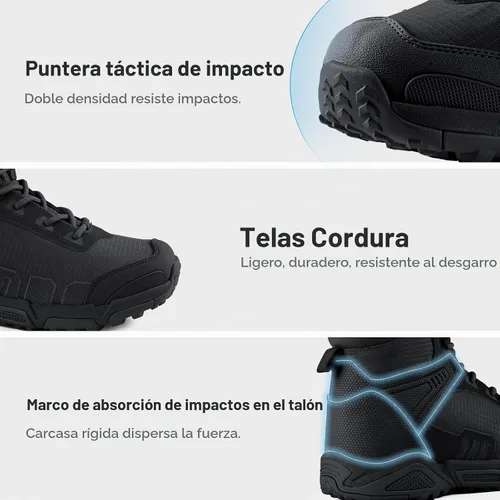 Vista 7 de FREE SOLDIER Botas tácticas impermeables para hombre, botas de trabajo ligeras y cómodas, botas de combate para senderismo