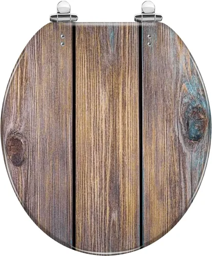 Vista 9 de Round Resin Toilet Seat, Quietly Close Quick Release Hinges Cover Patrón 3
