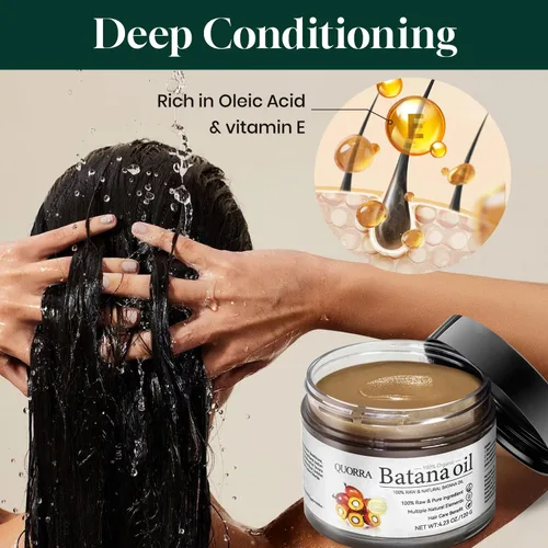 Vista 3 de Quorra Aceite de batana crudo para el crecimiento del cabello, 100% aceite orgánico natural para cabello natural grueso y fuerte, mascarilla