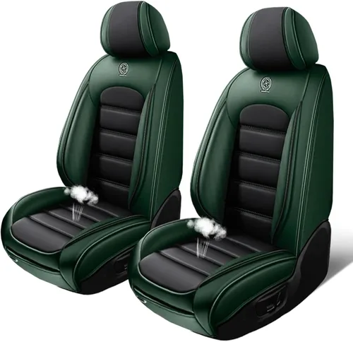 Vista 32 de Fundas de asiento para GMC Canyon 2004-2024, 2 fundas de asiento de automóvil de cuero, fundas protectoras de asiento impermeables, fundas