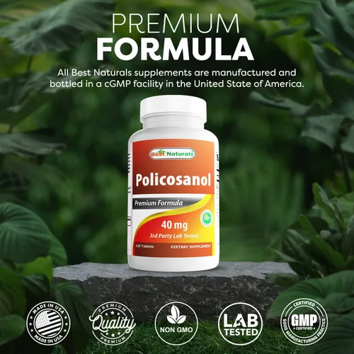 Vista 5 de Best Naturals Policosanol 40mg 120 Tabletas - Promueve la función cardiovascular saludable*