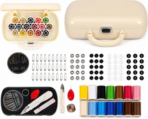 Vista 15 de WANSHUNLMI Kit de Proyecto de Costura, Kit de Reparación de Costura Familiar de Viaje de 140 Piezas, Kit de Costura Pequeño Portátil para Viajero