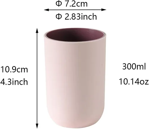 Vista 2 de Juego de 2 vasos irrompibles reutilizables para cepillos de dientes, vasos de plástico para cepillos de dientes, 10.1 fl oz/10.5 onzas, aptos