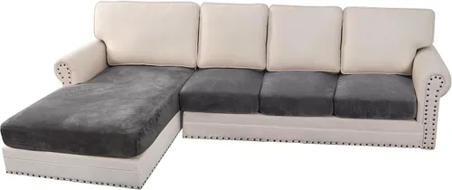 Vista 124 de H.VERSAILTEX Funda de cojín elástica de terciopelo para sofá, funda de cojín de felpa para cojines de silla, protector de muebles, cojín de asiento