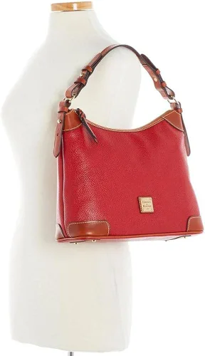 Vista 3 de Dooney and Bourke Pebble Grain Bolso Hobo de cuero rojo