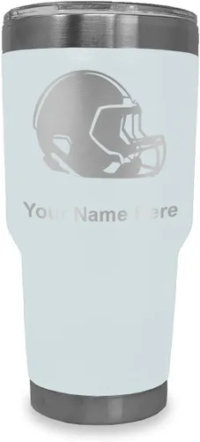Vista 16 de LaserGram Vaso aislado al vacío de 20 onzas, casco de fútbol, grabado personalizado incluido (morado claro)