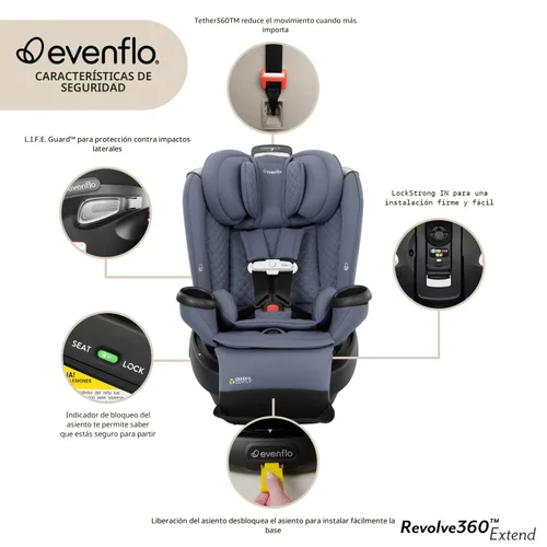 Vista 9 de Evenflo Asiento giratorio todo en uno Revolve360 Extender Travertine