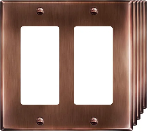 Vista 81 de ENERLITES Placa decorativa doble de metal para interruptor o receptáculo, placa de pared de acero inoxidable, resistente a la corrosión