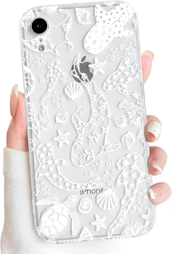 Vista 109 de NITITOP Funda para iPhone 13 Clear Sea Animal - Pez negro Pescado Negro