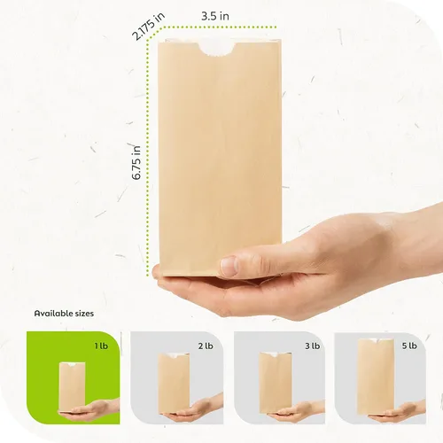 Vista 6 de CulinWare Bolsas de papel marrón forradas con cera de 1 libra, resistentes a la grasa, ecológicas, desechables, parte superior plegable, 250