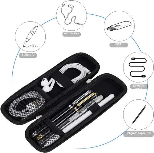 Vista 3 de Estuche pequeño para lápices, estuche rígido para plumas estilográficas ejecutivas, bolígrafos - Negro
