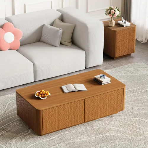 Vista 48 de Mesa auxiliar de madera, 39.37 pulgadas, cuadrada de mediados de siglo, mesa central de madera moderna de madera de fibropanel de densidad media