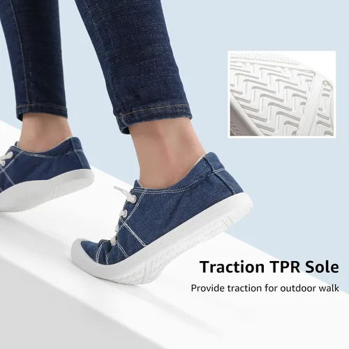 Vista 6 de STQ Zapatos de lona sin cordones para mujer, tenis casuales de moda con soporte de arco