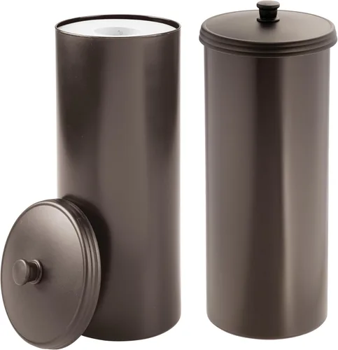 Vista 16 de iDesign Soporte Independiente para Papel Higiénico de Baño con Tapa para 3 Rollos Extra, Plata Con tapa, para 3 rollos adicionales