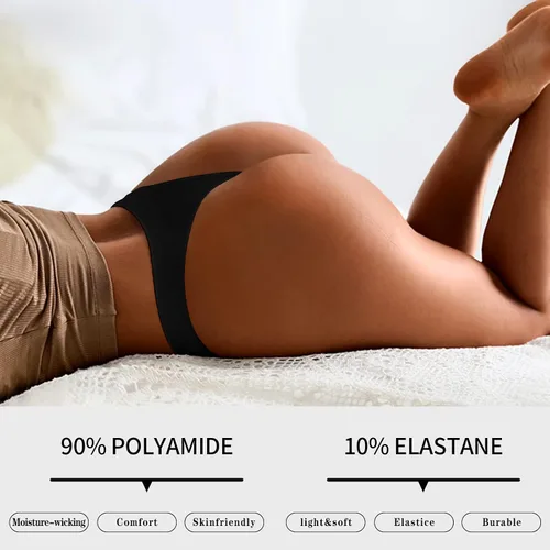 Vista 2 de QOVOQ Tangas sin costuras para mujer tangas de algodón transpirables para mujer paquete de ropa interior para mujer