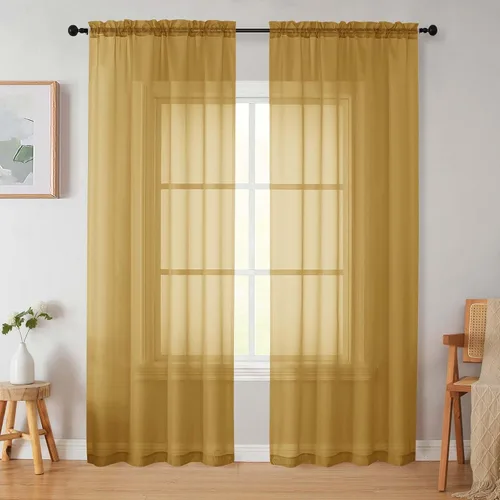 Vista 196 de 2 paneles de cortinas traslúcidas blancas para dormitorio, sala de estar, 96 pulgadas de largo, modernas, suaves, ligeras, con bolsillo para barra
