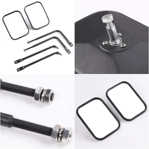 Vista 7 de JeCar Espejos laterales cuadrados sin puerta retrovisor de liberación rápida para Jeep Wrangler CJ YJ TJ JK JL y Unlimited, negro texturizado