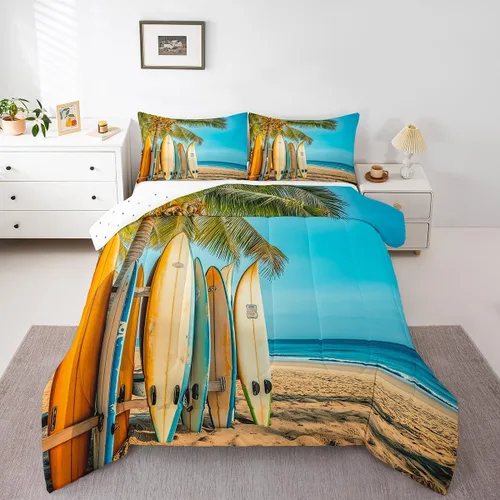 Vista 29 de Erosebridal Blue Ocean - Juego de edredón tamaño individual Juego de ropa de cama de ballena delfín y tortuga marina para niños y niñas, juego