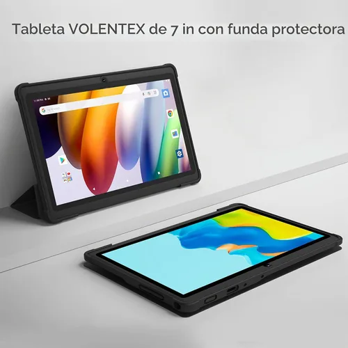 Vista 3 de Tablet de 7 pulgadas, sistema operativo Android 13 Quad Core, 32GB ROM, WiFi, Bluetooth, cámara dual, PC Tablet USB C, pantalla táctil de 7 Negro
