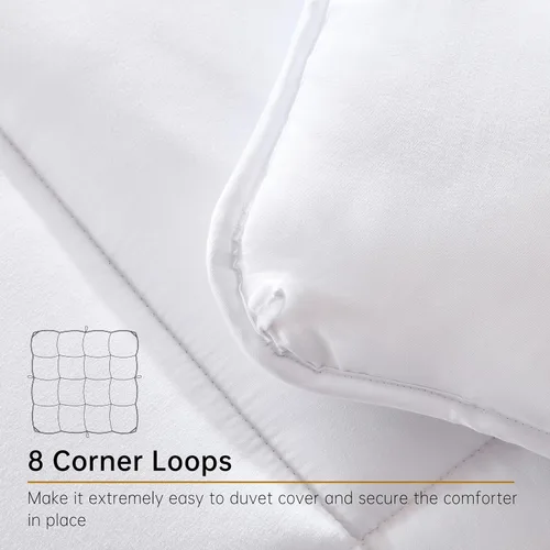 Vista 5 de Edredón Insert Queen Blanco, Edredón Alternativo de Plumón para Todas las Estaciones, Edredón de Ropa de Cama Acolchado Ultra Suave con 8 Pestañas
