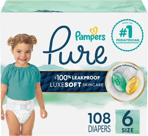 Vista 29 de Pañales para recién nacido/talla 1 (8-14 libras), 35 unidades – Pampers Pure Protection desechables para bebé, protección hipoalergénica y sin