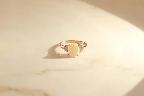Vista 5 de Gin & Grace Anillo de ópalo etíope natural de oro rosa de 10 quilates con diamantes reales para mujer, joyería de ópalo de origen ético, auténtico