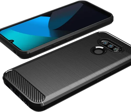 Vista 3 de Osophter Funda para LG Premier Pro Plus L455DL, LG Xpression Plus 3 Funda de goma TPU flexible de absorción de golpes para LG Harmony 4 (negro)