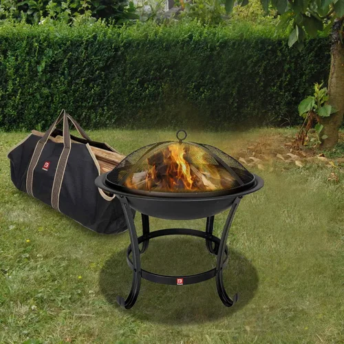 Vista 9 de Fogón FireBeauty, barbacoa, fogón de grill, copa con tapa para proteger de las chispas hecha de malla, atizador