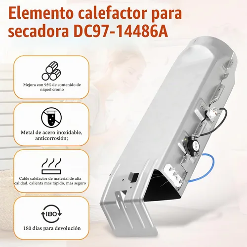 Vista 4 de DC97-14486A Reemplazo del elemento calefactor para secadora Samsung dv40j3000ew/a2 dv45h7000ew/a2 dv42h5000ew/a3 dv42h5200ep/a3 dv42h5200ew/a3