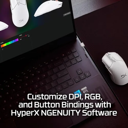 Vista 9 de HyperX Pulsefire Haste 2 Mini - Ratón inalámbrico para juegos para PC compacto y ligero Bluetooth 2.4GHz Blanco