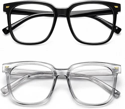 Vista 17 de PANNER Gafas cuadradas de gran tamaño con bloqueo de luz azul antideslumbrante para computadora Naranja claro