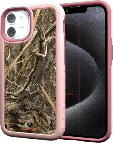 Vista 23 de cellhelmet Mossy Oak Agua Yellowfin Funda de doble capa en morado lila diseñada para iPhone 13 Pro Max a prueba de golpes y caídas, duradera