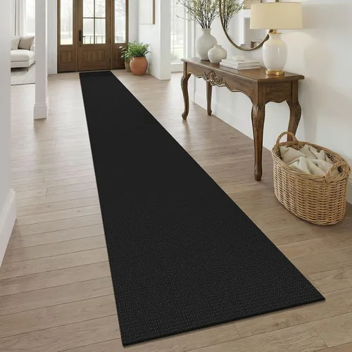 Vista 160 de KOZYFLY - Tapete para puerta de interior, lavable, pequeña, antideslizante, con respaldo de goma, felpudo de algodón para el hogar, color negro